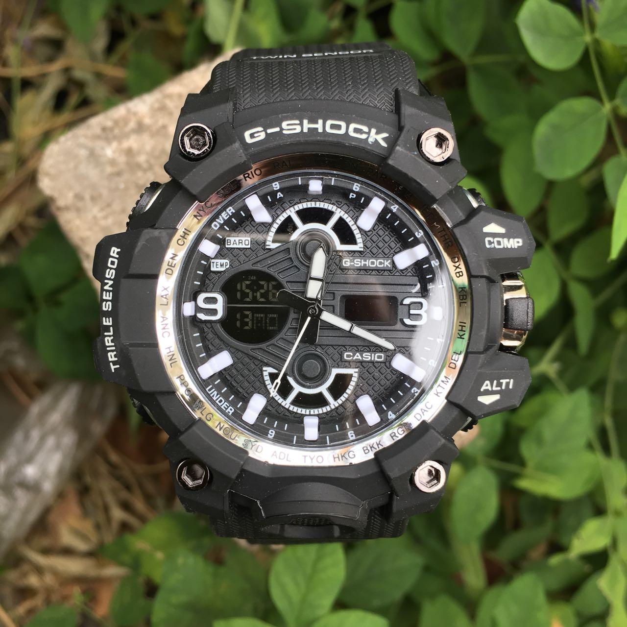 JAM TANGAN PRIA GS GWG 1052 SPORTY HITAM LIST PUTIH