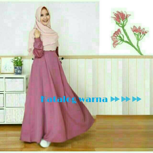 Gamis baloteli shofiya dress kualitas dress resa hijab busana syari baju muslim kaftan maxidress (dustypink)