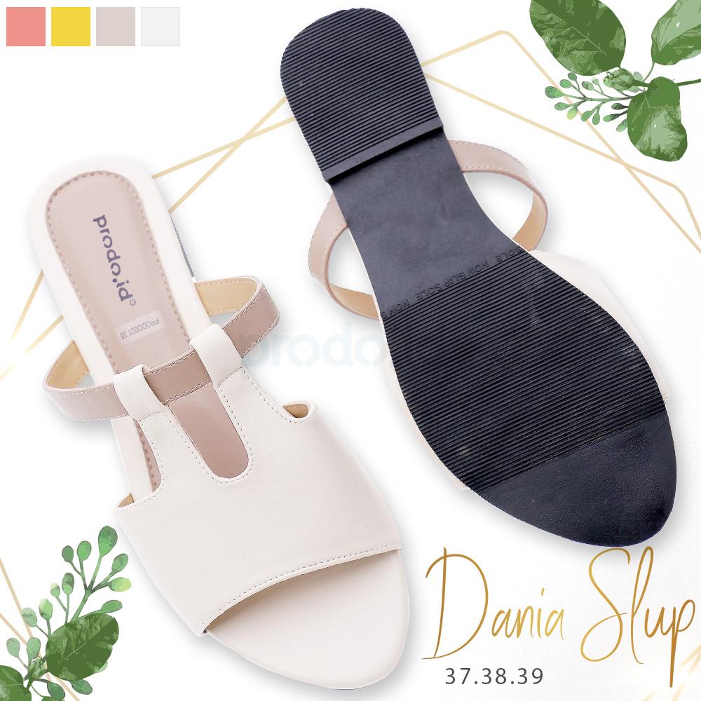 Sandal wanita promo lebaran model Dania Slup putih gading ukuran 37 awet tahan lama