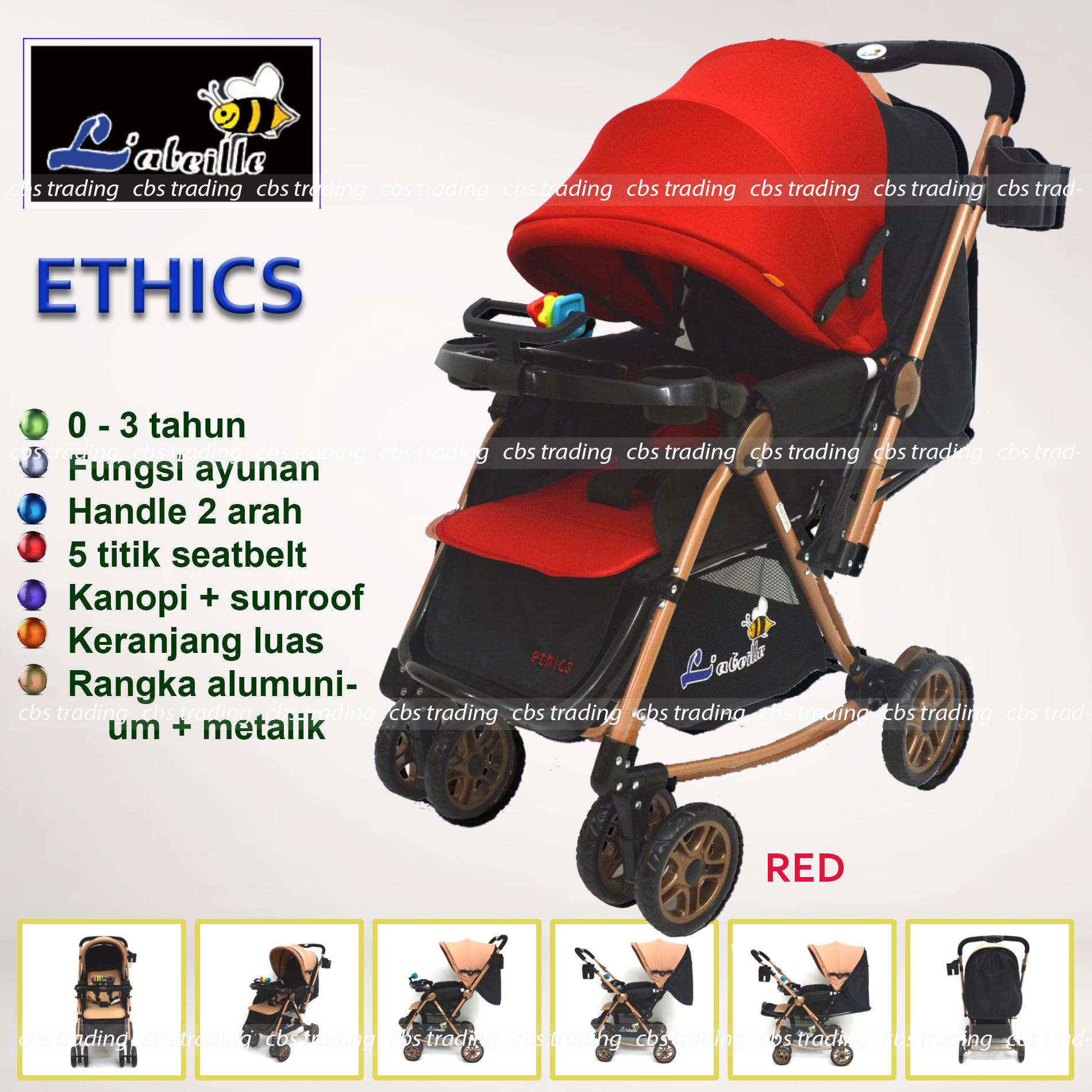 L'abeille Ethics Baby Stroller A1688 Lightweight - Kereta Dorong Bayi - Merah 