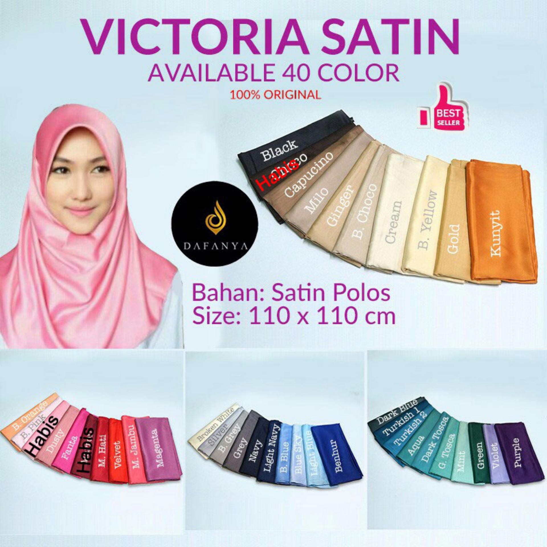 Hijab Segi Empat Victoria Satin Polos Dafanya Original - Jilbab kerudung BEST SELLER !!