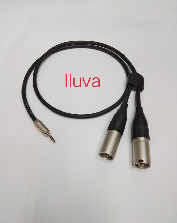 Kabel Canare plus jack mini stereo to 2 xlr Male amphenol asli 100% 3m