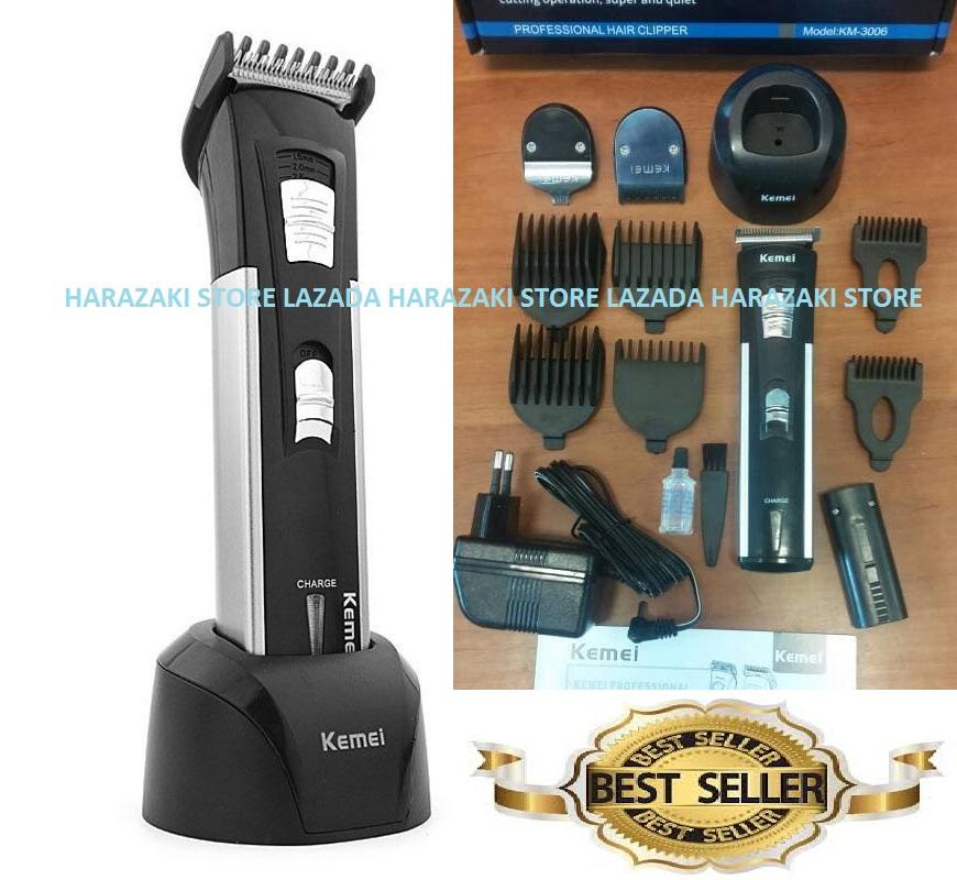 Kemei KM-3006 Paket Alat Cukur Terlaris Mesin Cukur Potong Pangkas Ukir Rambut Rechargeable / Mesin Cukur Kumis Jenggot / Hair Clipper Paling Lengkap Dengan Mata Pisau Pemangkas Rambut Bayi