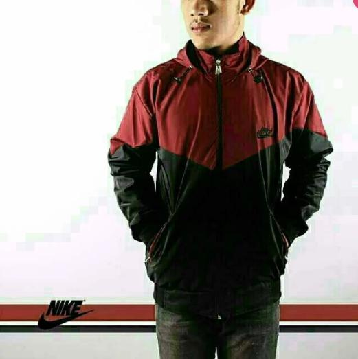 JAKET PARASUT NIKE MAROON HITAM