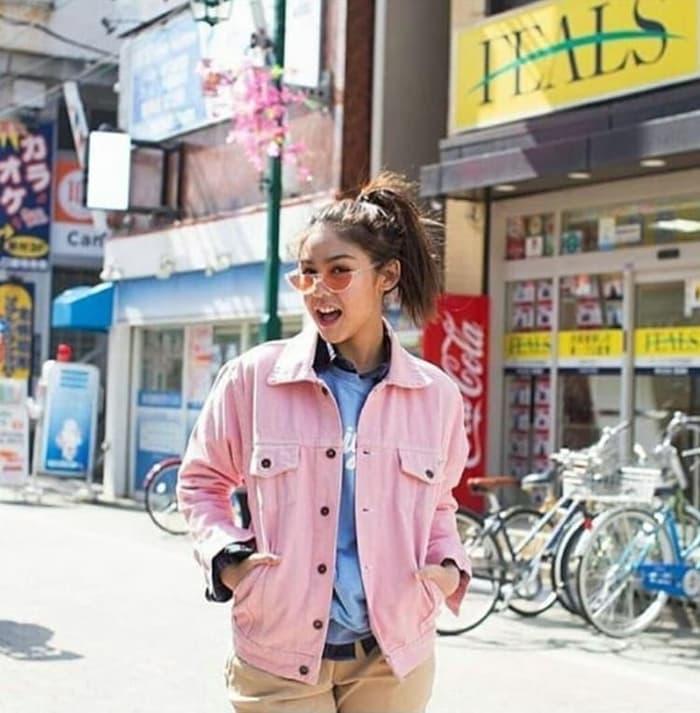 TERLARIS Oversized Jacket jeans Denim ZARA Jaket Pink bio blitz Tebal Import