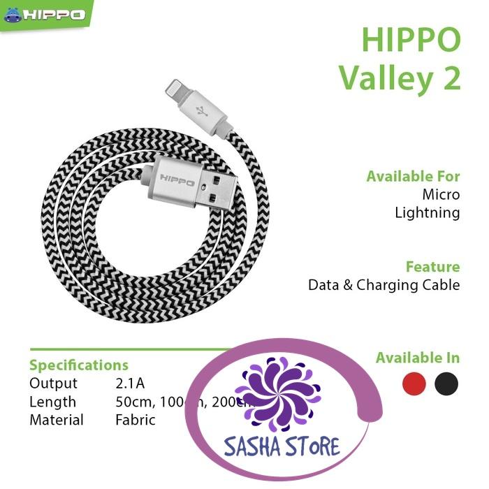 Kabel Data Hippo Valley 2 Iphone 5 6 7 8 X Lightning Cable 120 cm / Kabel Charger Iphone Fast Charging - Random Colour