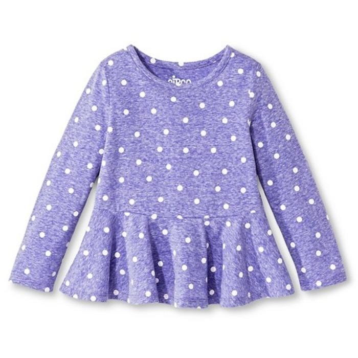 Toddler Girls' Polka Dots Peplum T-Shirt Purple - Circo