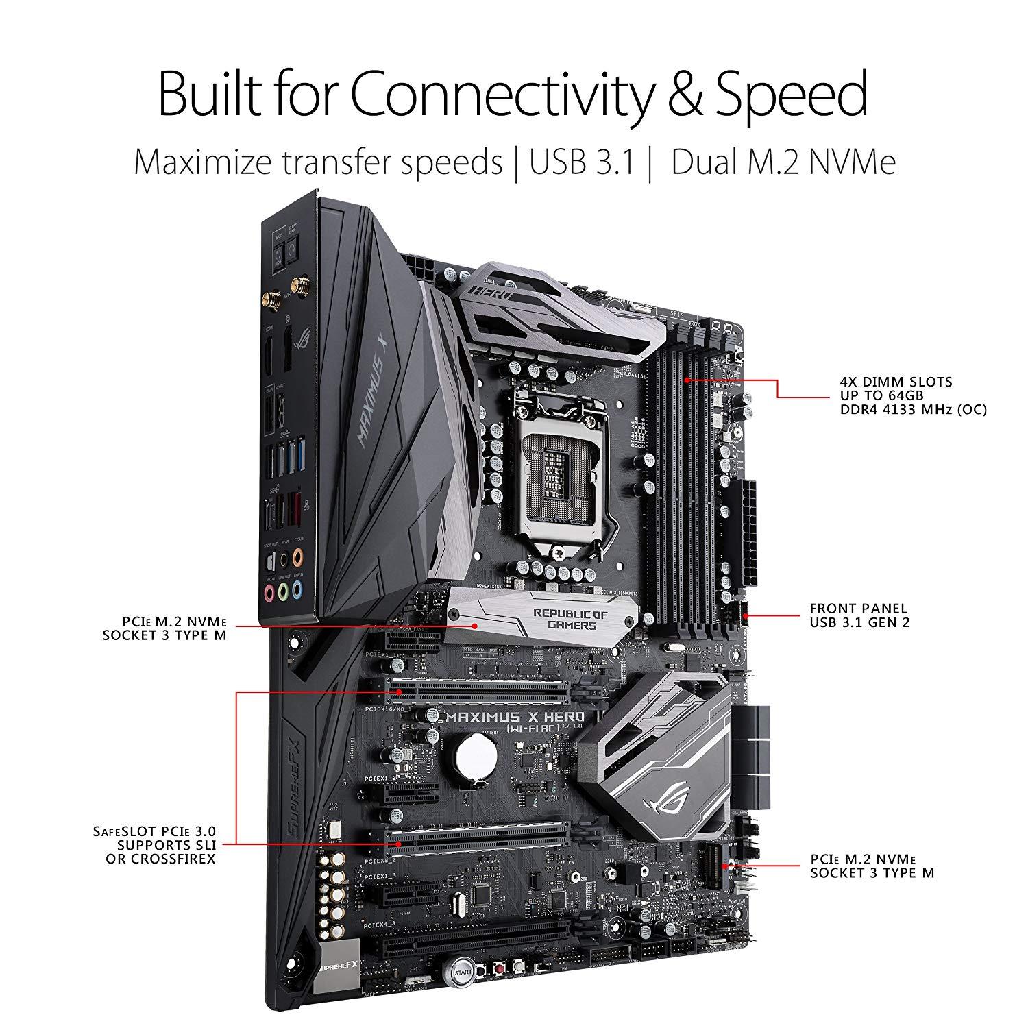 Motherboard ASUS ROG MAXIMUS X HERO (WI-FI AC) Intel LGA 1151 ATX Coffe Lake