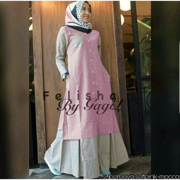 Flash Sale Felisha Dress - Gamis Wanita Murah / Baju Murah / Dress Remaja | Baju Lebaran Muslim