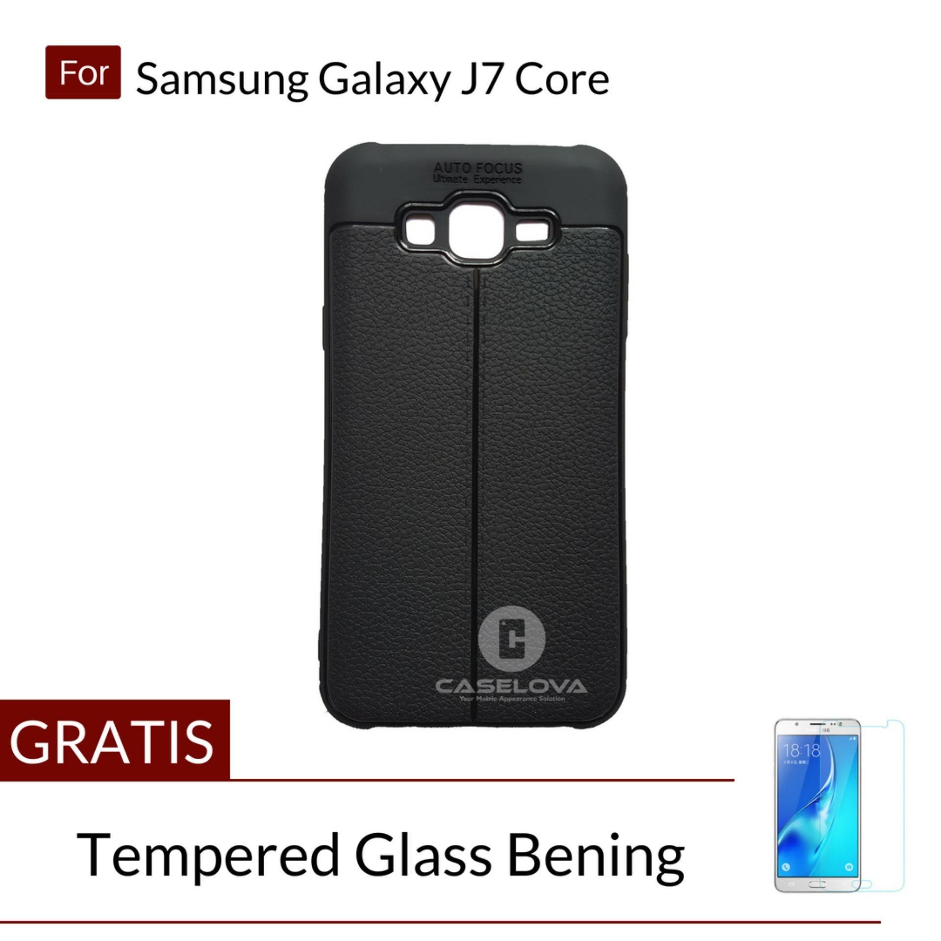 Caselova Ultimate Experience Shockproof Premium Quality Hybrid Case For Samsung Galaxy J7 Core - Black + Gratis Tempered Glass Bening