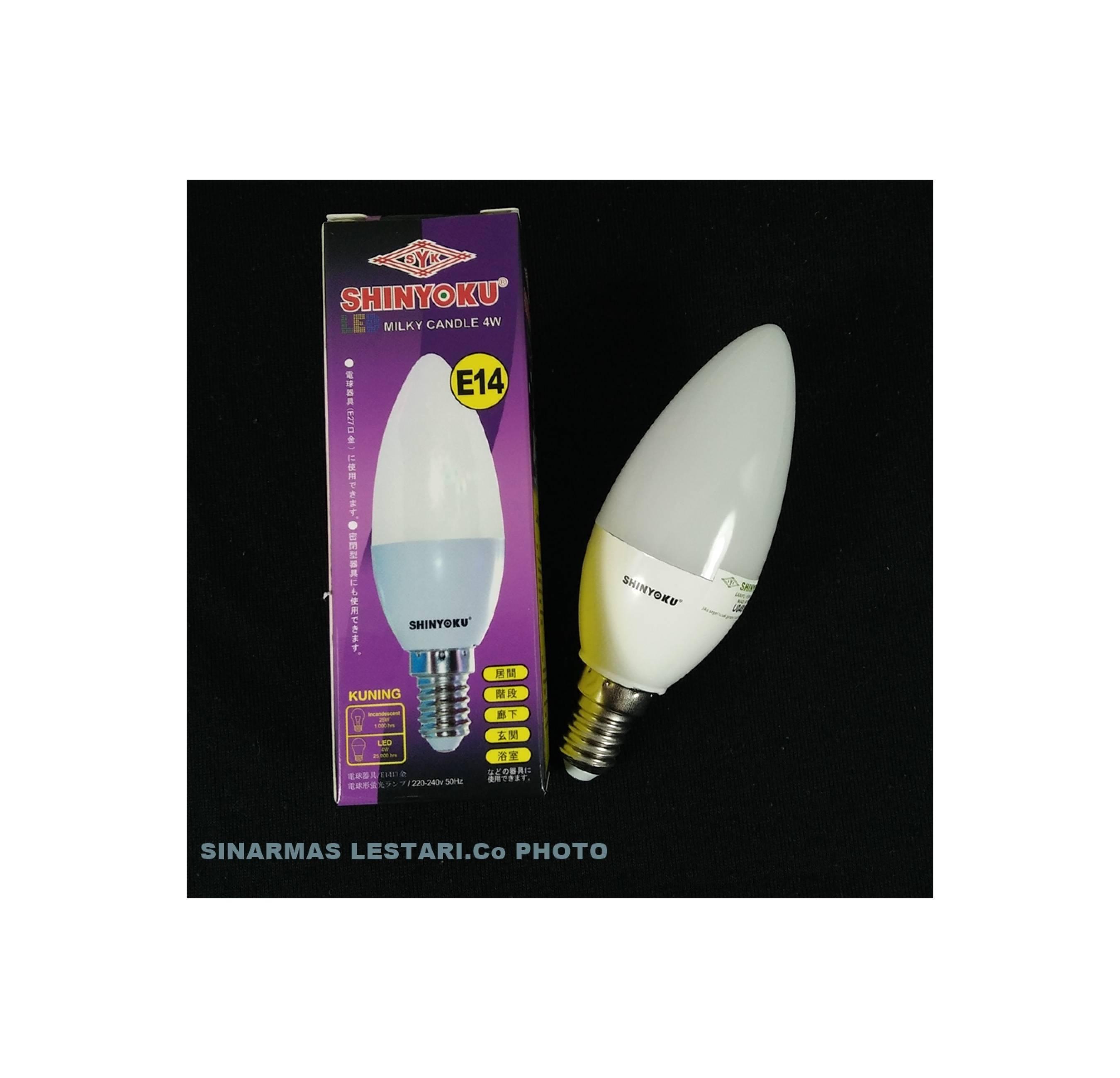 Lampu Candle LED 4 Watt Milky E14 Dimmer Shinyoku 220V Kuning