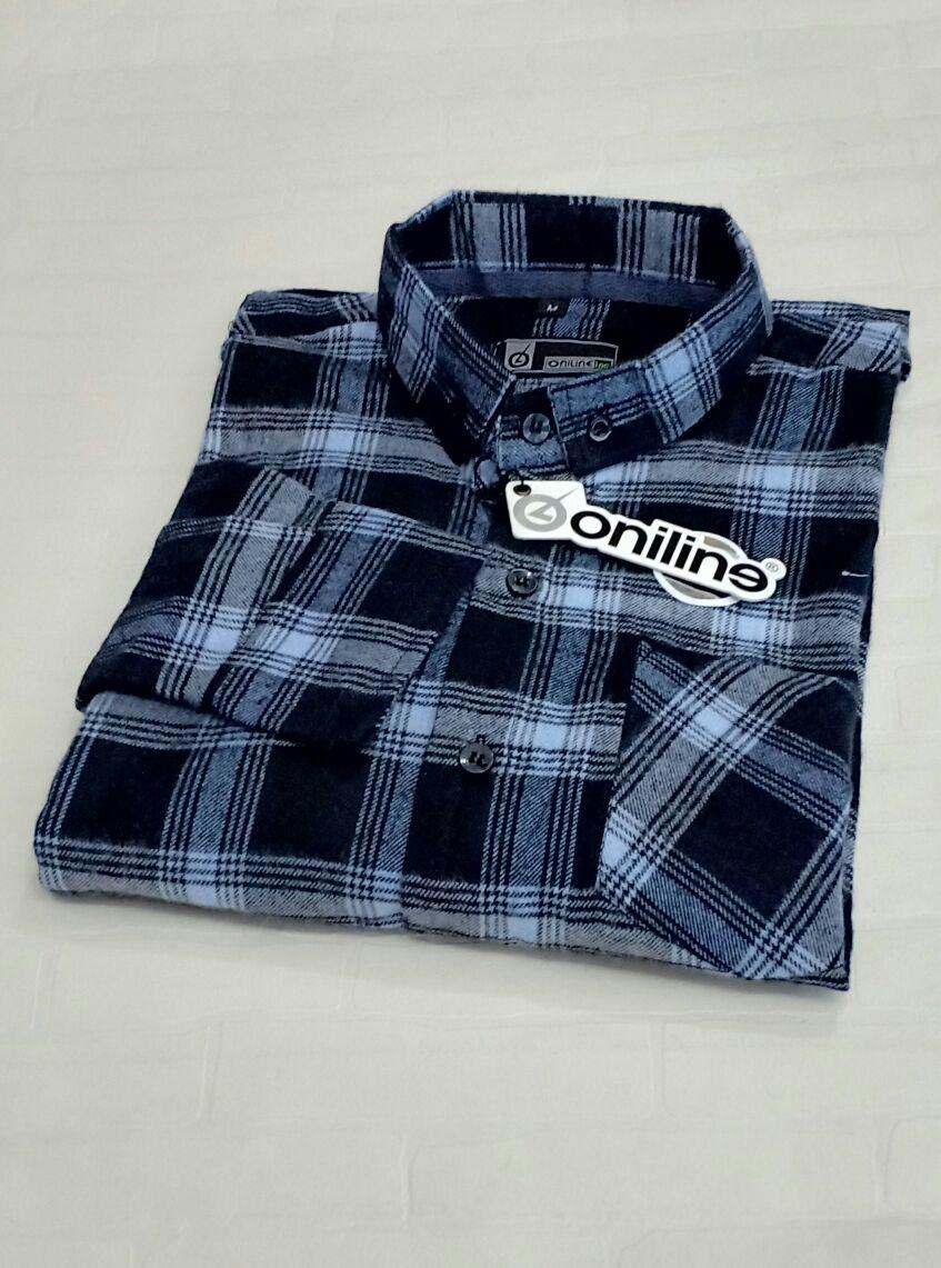 Kemeja pria kemeja flanel lengan panjang