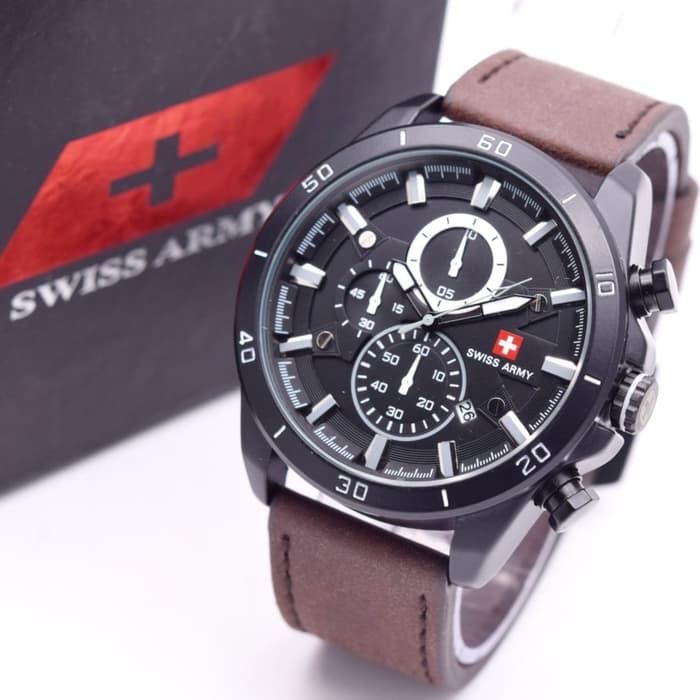 HOT PROMO Jam Tangan Pria Swiss Army Crono Aktif Tali Kulit ( Expedition Rolex ) /SALE
