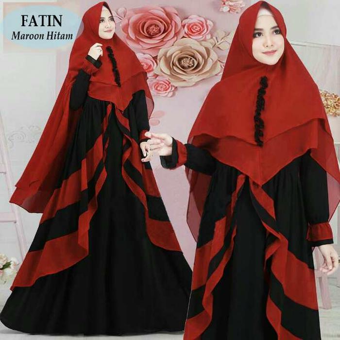 PALING MURAH BAJU BUSANA MUSLIM GAMIS FATIN SYARI ABU MAROON BERGO SOFT PED