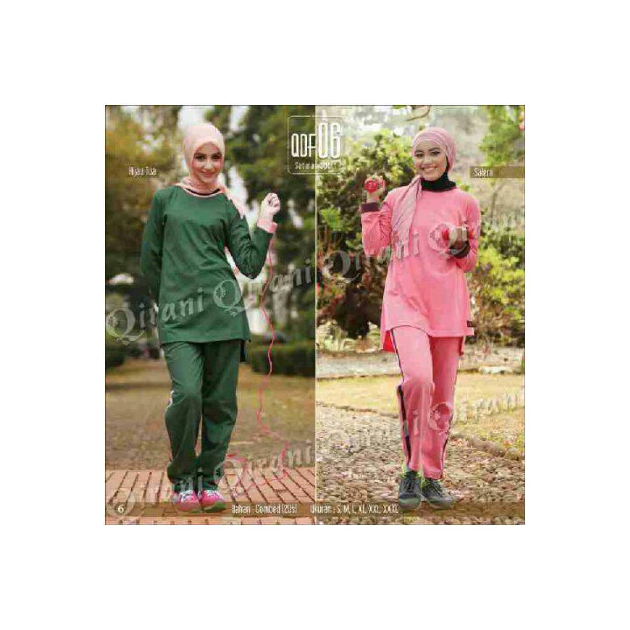 Stelan Olahraga Wanita/Baju Senam Muslim/Baju Erobik/qirani qdf 06