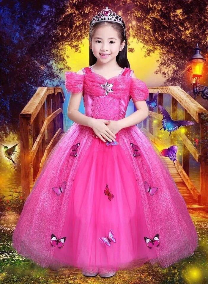 Dress Baju Kostum Gaun Princess Putri Cinderella Pink Tangan Pendek