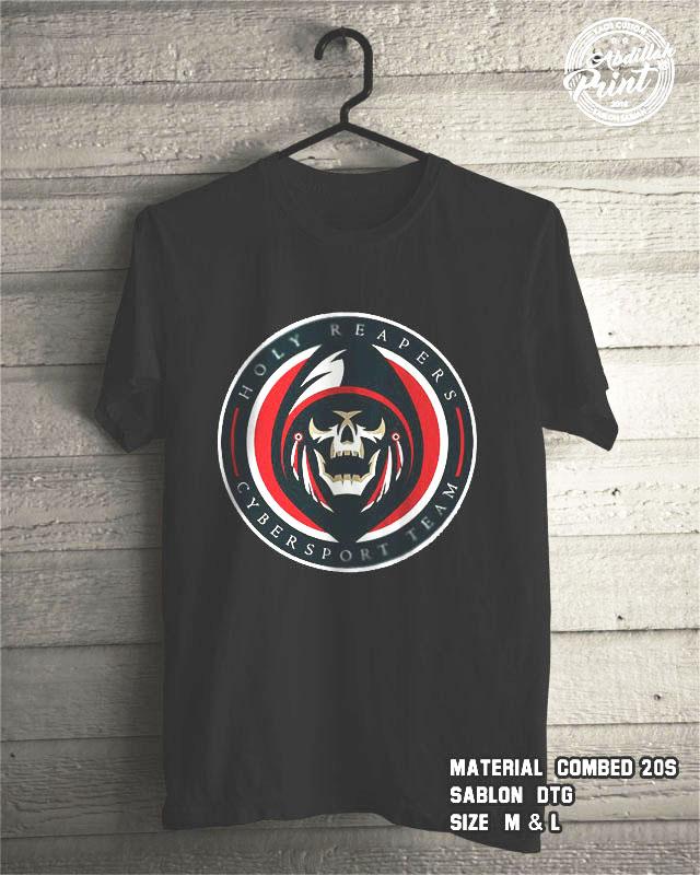 Kaos Distro Custom Design T Shirt Casual Atasan Pria Wanita Cotton Combed 20s Sablon DTG Quality Export - Logo - Holy repear- Black