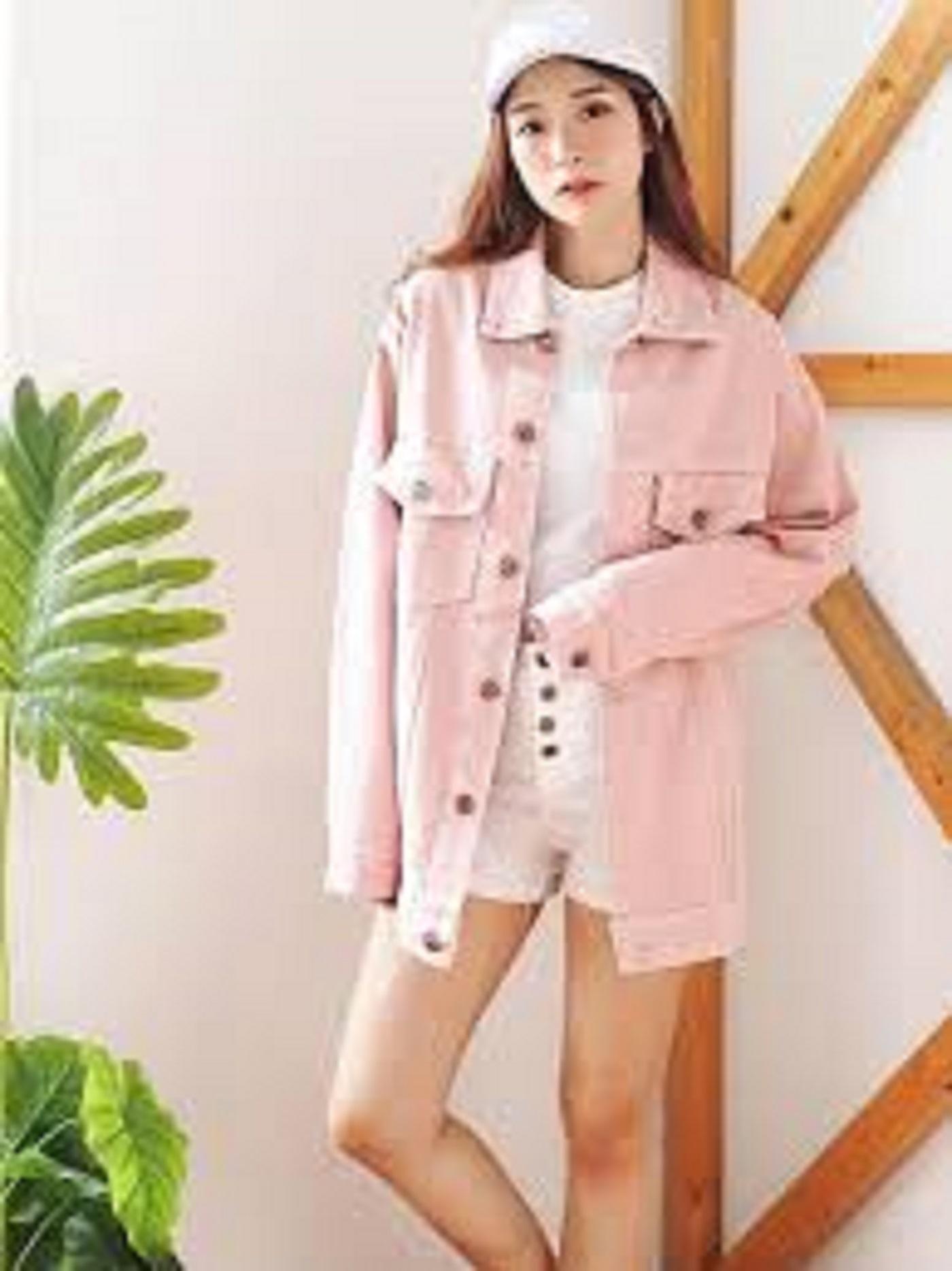 Fox- (COD) Jacket Jeans OVERSIZE BABY PINK Polos/ PHOTO ASLI /Jaket Denim/ Jaket Jins PINK / Outer Denim/ Jeans LEVIS LEPIS2/JAKET JEANS