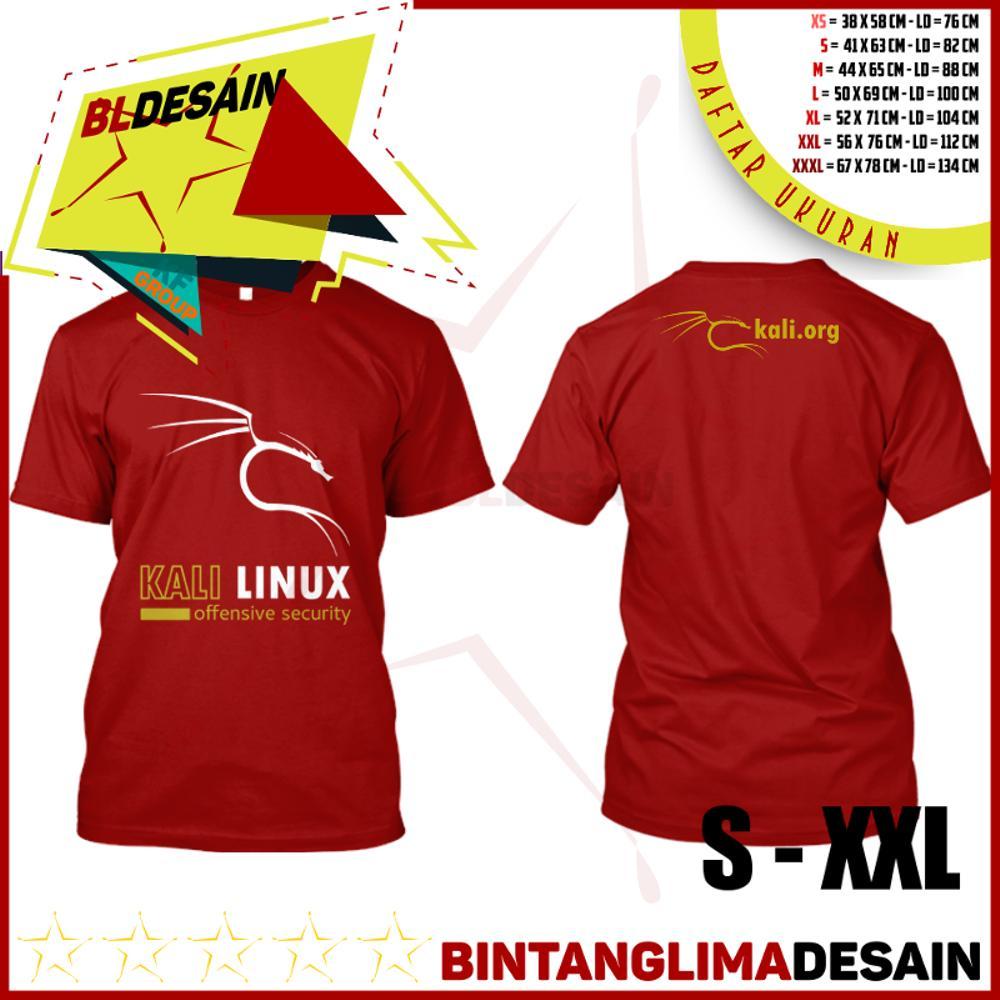 Tshirt Kaos Kali Linux Hacker Keren Baju Kaos Distro Seri Tren Merah - Kf Group Bintang Lima