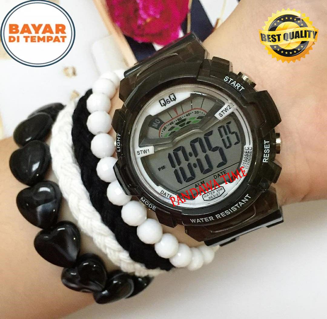 Q&Q-QQ-QNQ - Jam Tangan Wanita & Pria QQ- Digital Transparan G.Sprot - Bahan Tali Rubber - Desain Terbaru-Limited Edition