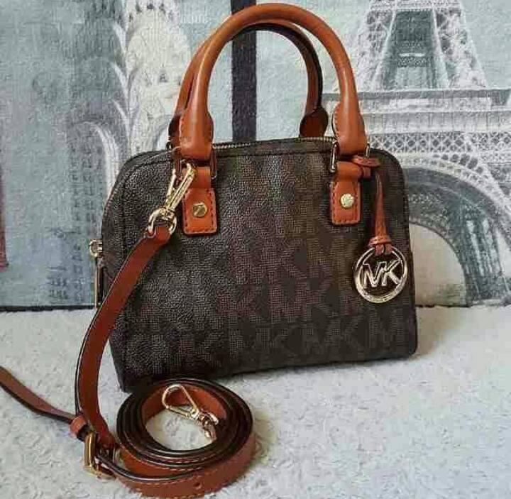 JUAL TAS MICHAEL KORS SMALL SARTCHEL SIGN PVC BROWN ORIGINAL ASLI