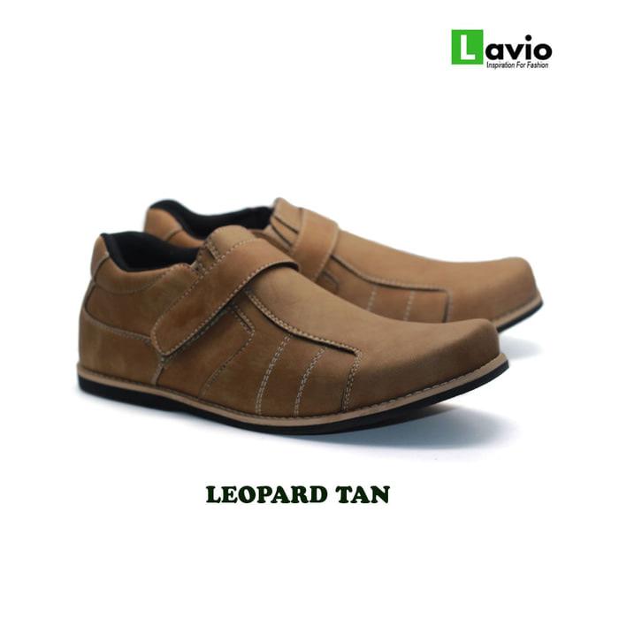 Sepatu Pria Santai Original Lavio Leopard Tan Sneakers
