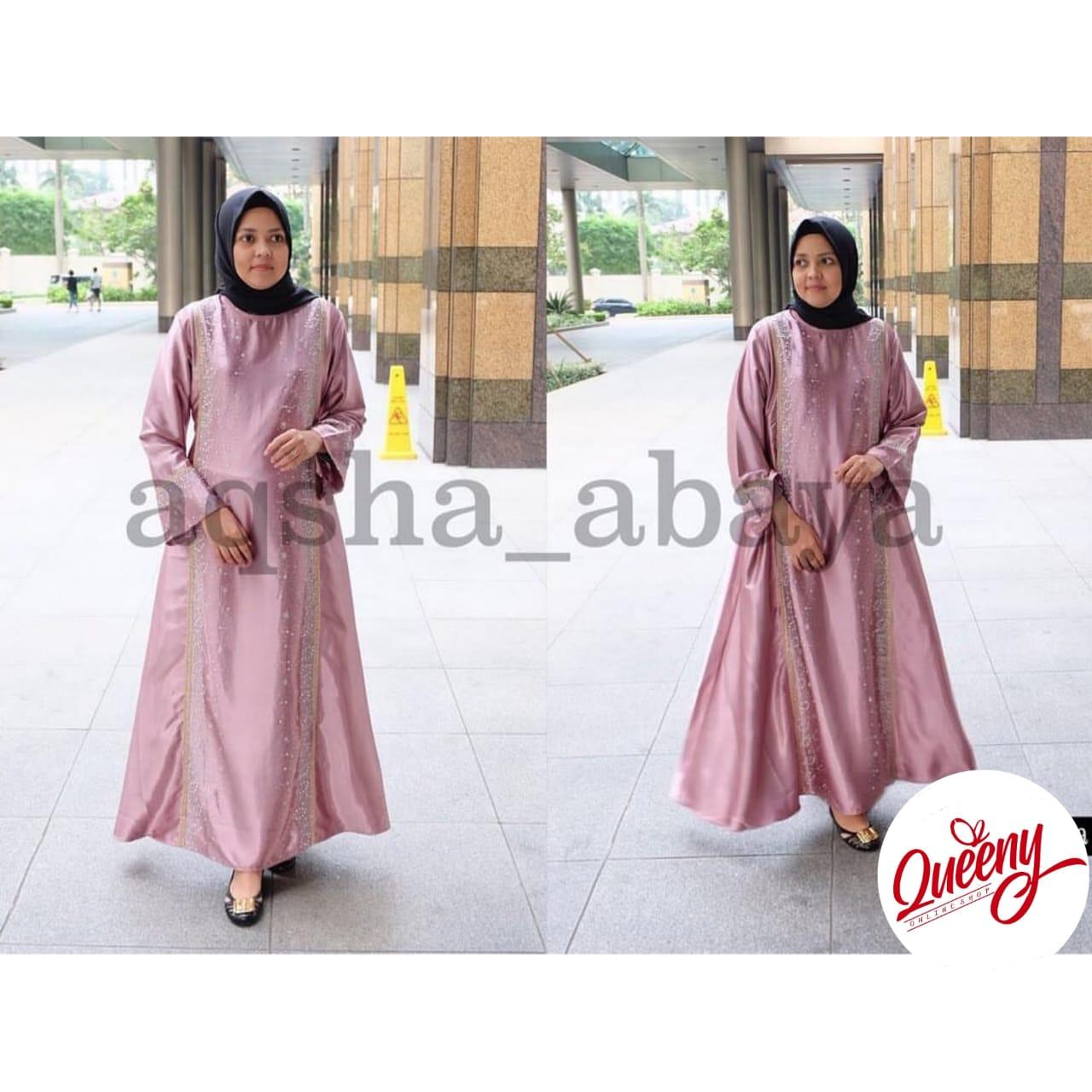 gamis abaya muslimah / abaya arab islami / abaya satin marbella fashion muslim kombinasi payet mewah
