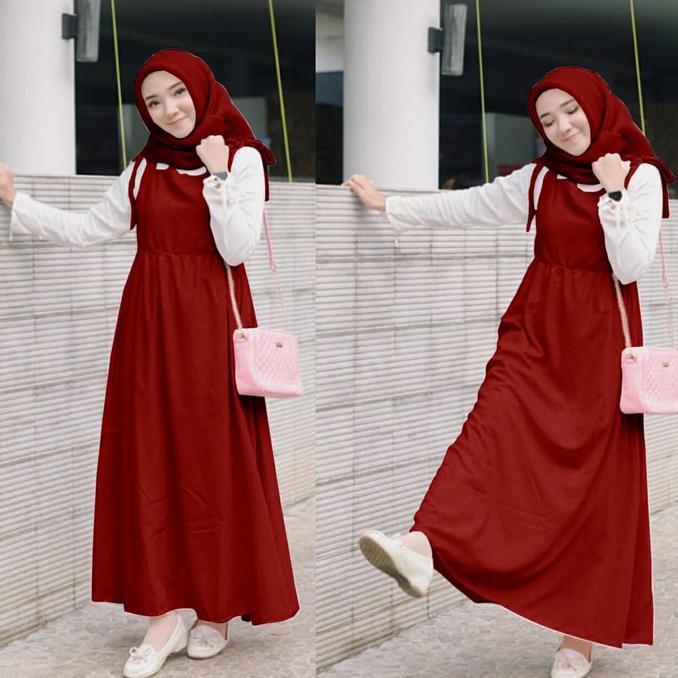 (SUMBER GROSIR ) 0049 HJ WAKANDA MAROON BAHAN FULL SPANDEK- MAXI - KLDGNJS