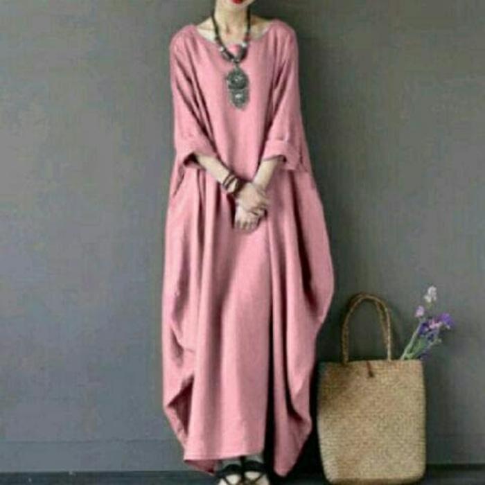 Sale baju tanah abang! Blouse muslim tunik long Febriana pink taji
