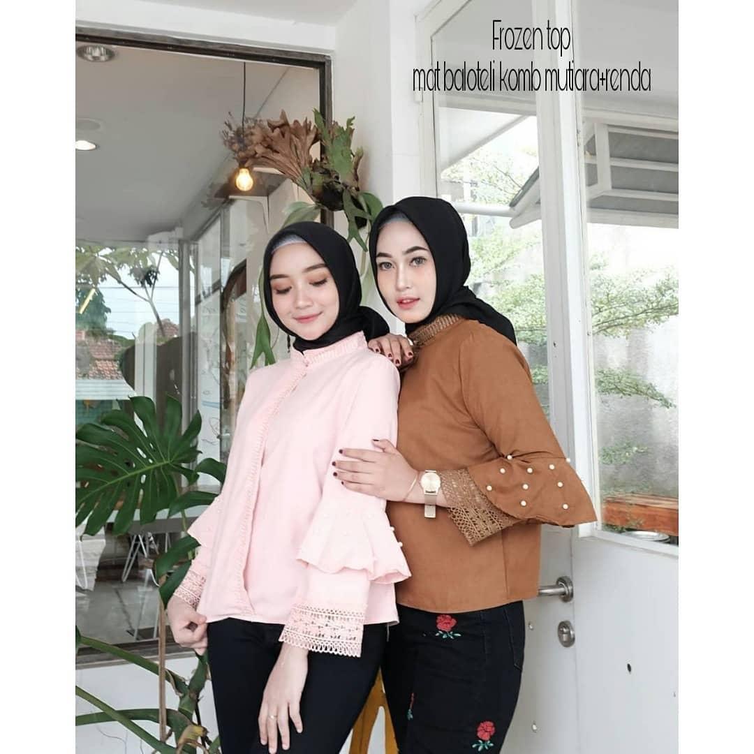 Baju Original Frozen Top Baloteli Atasan Wanita Muslim Fashion Terbaru Pakaian Cewek Lengan Panjang Blouse Modern Simple Casual 2018