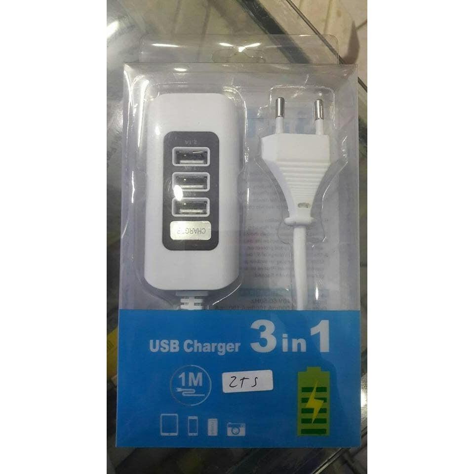 Charger original 3in1 USB 3port 3 in 1 cas casan adaptor Travel charging fast cepat speed full pararel stop kontak ZHS GRATIS BONUS ONGKOS KIRIM