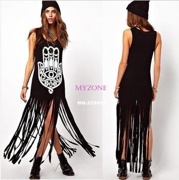 Dress Tanpa Lengan Eropa dan Amerika Serikat Rumbai Awal Musim Semi Baru