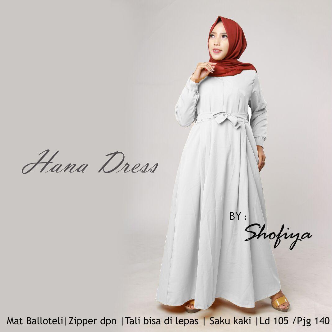 Hanna Long Dress Gamis Maxi Tangan Panjang Wanita Dewasa - Gamis polos baloteli / Lengan Plipit Bunga Busana Muslim Wanita Gamis Murah Baju Lebaran Baju Pesta