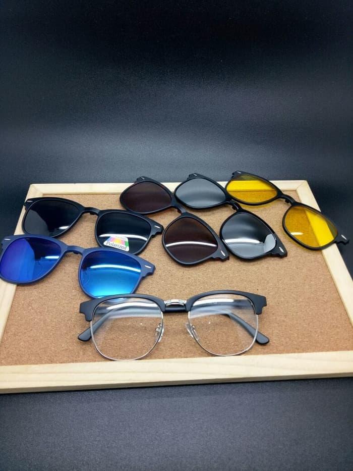 Best Top Seller!! Kacamata Rayban Clubmaster Clip On 5 Lensa - ready stock