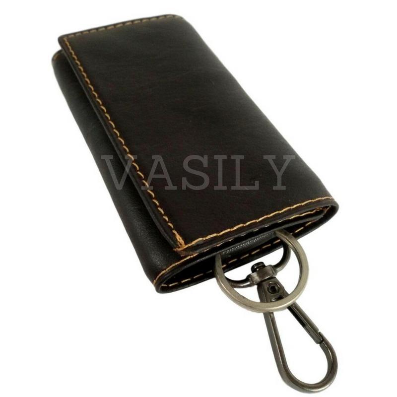VASILY Dompet STNK Mobil Kulit Asli 100% Toyota Honda Suzuki Nissan / Dompet Kunci Motor Kulit Sapi Asli Bahan PU / Pull Up Leather Soft Slim Keychain Wallet for Casual Fashion / Dompet Vintage Polos Multi Fungsi Pria Wanita - Coklat Hitam Maroon