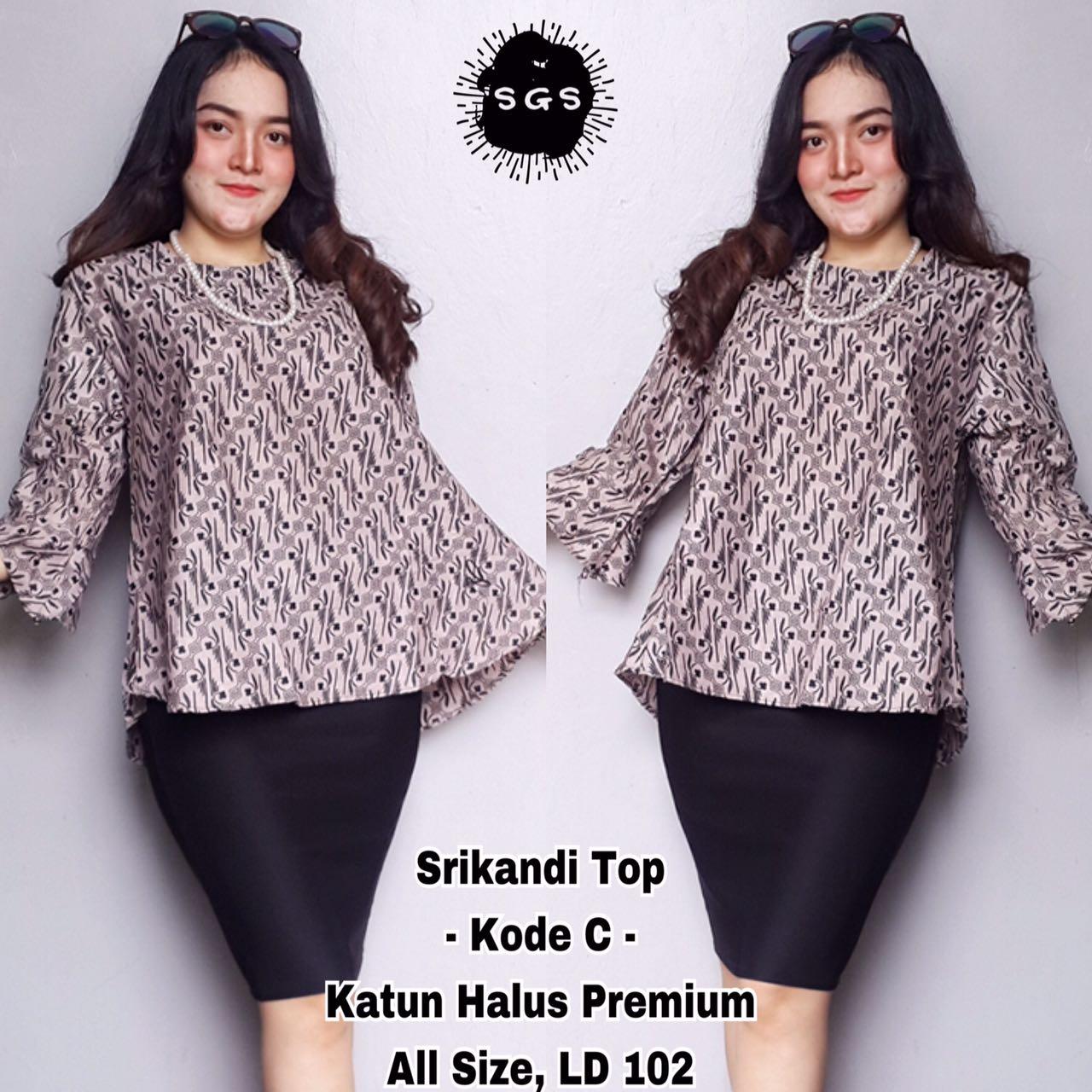 Atasan Blouse Batik Wanita - Blus Kantoran - Blus Lengan Panjang - Blus Srikandi Top C