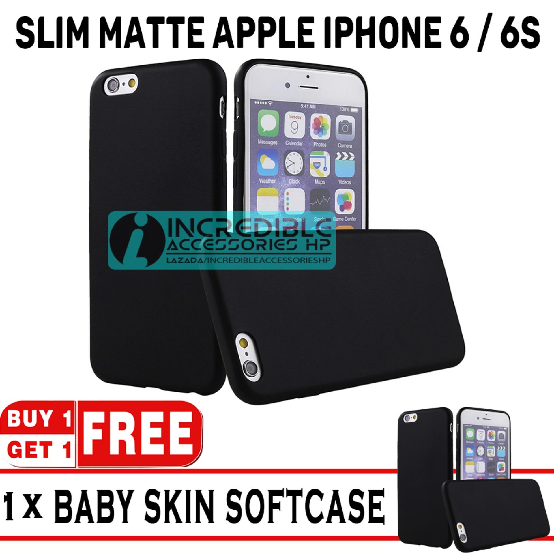 BUY 1 GET 1 Anti Fingerprint Ultraslim Hybrid Case Baby Soft Babby Skin Softase Silicon Matte for Apple iPhone 6 / 6s - Black