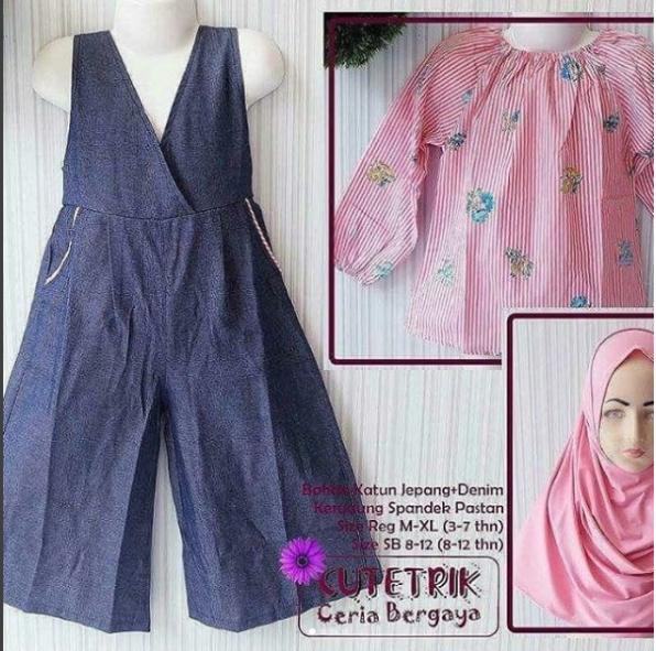 Stelan Overall Baju Lebaran Anak 3 - 4 Tahun Cutetrik