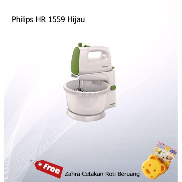 PHILIPS STANDING MIXER HR 1559/40 HIJAU free ZAHRA CETAKAN ROTI BERUANG