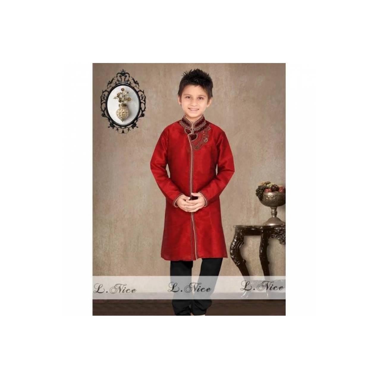 STELAN BAJU KOKO ANAK MERAH+ PANTS HITAM (RSBY-1732)