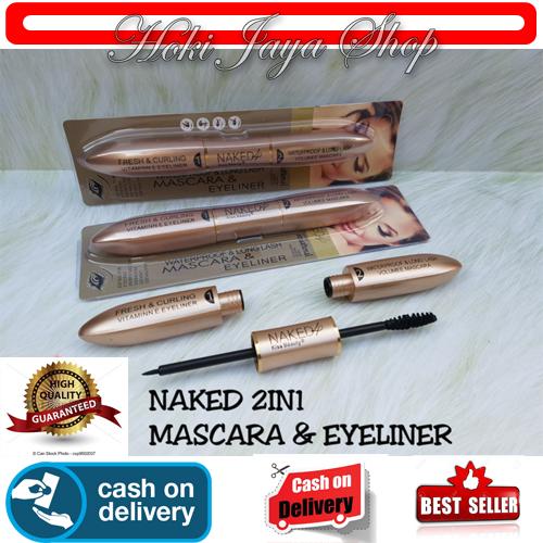 HOKI COD - Mascara 2IN1 Dan Eyeliner Set 2 In 1 Quality Premium NKD8 Model Gold Warna Hitam - 1 Pcs