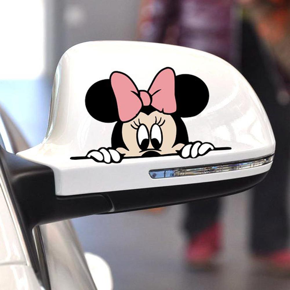 Lucu Mouse Mengintip Mobil Pelindung Stiker Goresan Kartun Kaca Spion Decal Intl