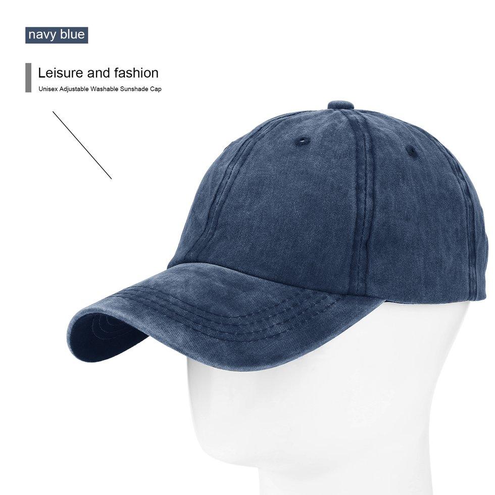 Outdoor Unisex Adjustable Mudah Dicuci Topi Kerai Topi Runcing Topi Bisbol Topi Biru Dongker-Intl