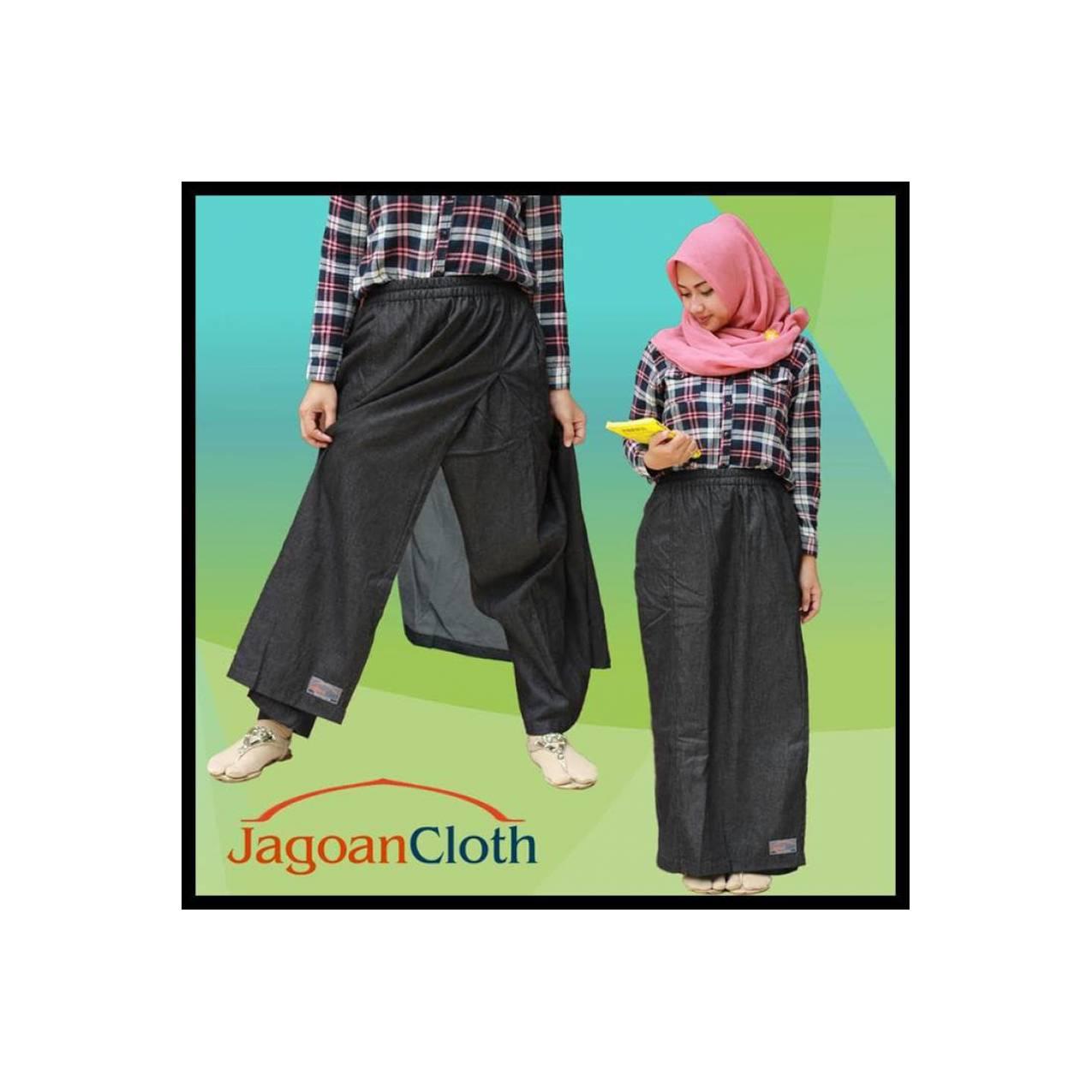 HARGA SPECIAL ROK CELANA MUSLIMAH BAHAN JEANS WEST HITAM UKURAN XXL