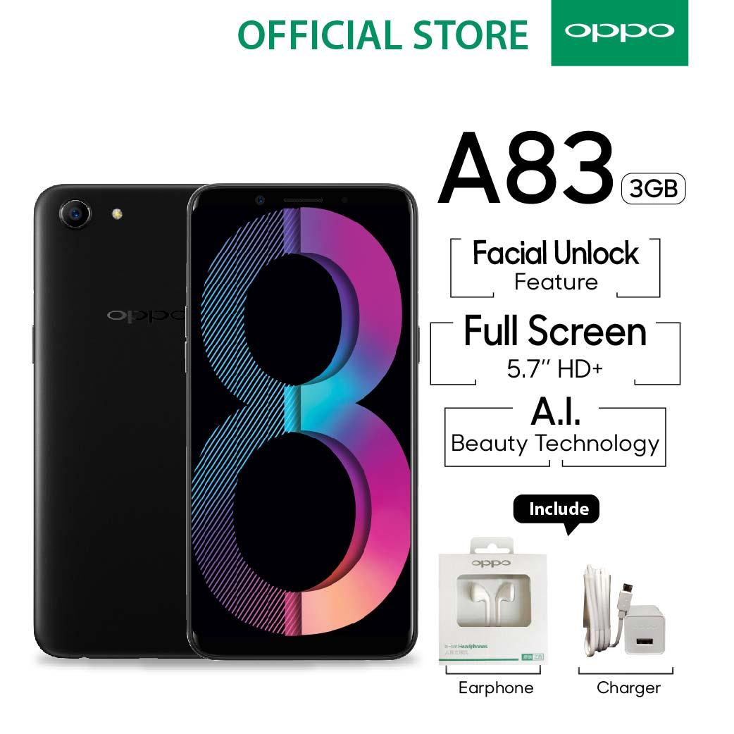 OPPO A83 3/32GB Black – Smartphone Face Unlock (Garansi Resmi Oppo Indonesia, Gratis Ongkir)