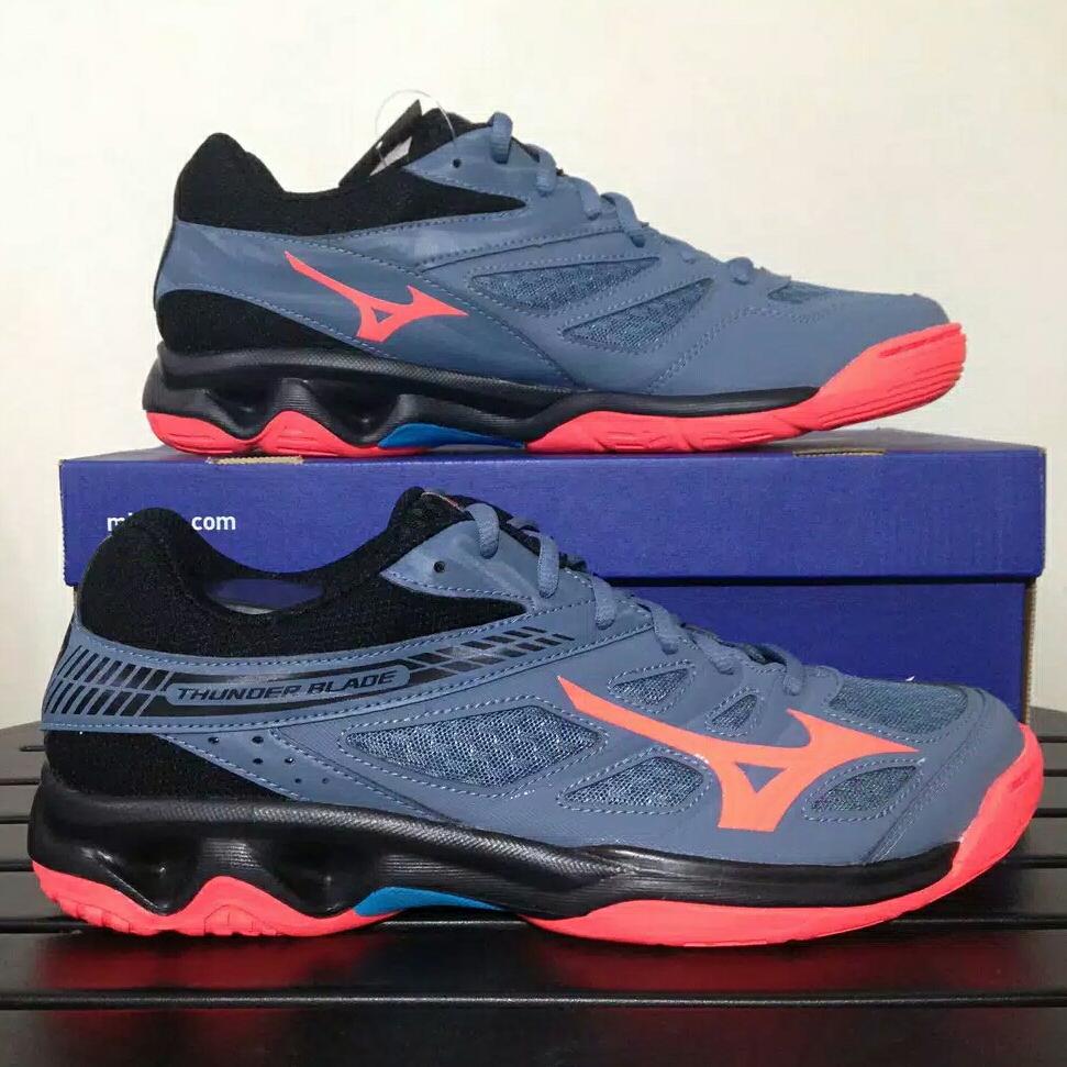 Sepatu Volley Mizuno Thunder Blade blue mirage V1GA177065 Original BNIB