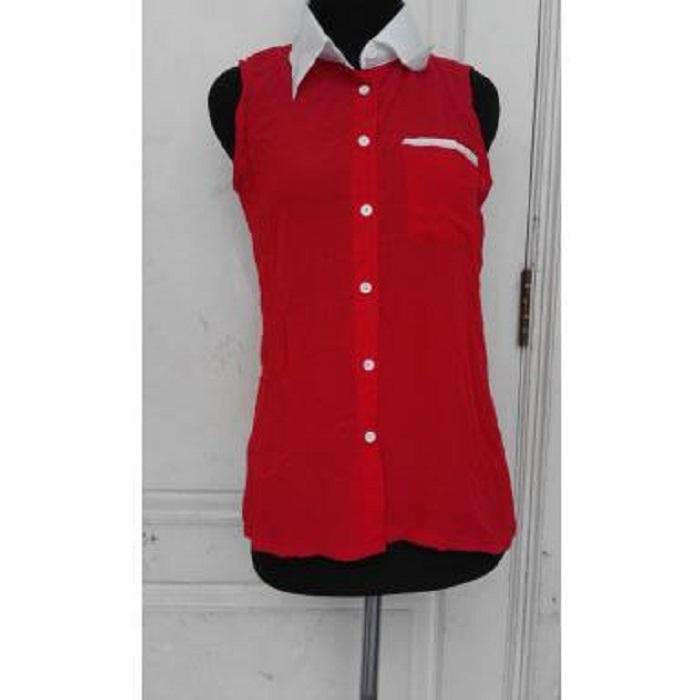 BajuReady 11207 GG24 BAJU ATASAN BUSANA WANITA DEWASA PAKAIAN FASHION CEWEK WARNA MERAH TANPA LENGAN MODERN MASA KINI TERMURAH MODIS TERBARU KEKINIAN BAHAN KAOS