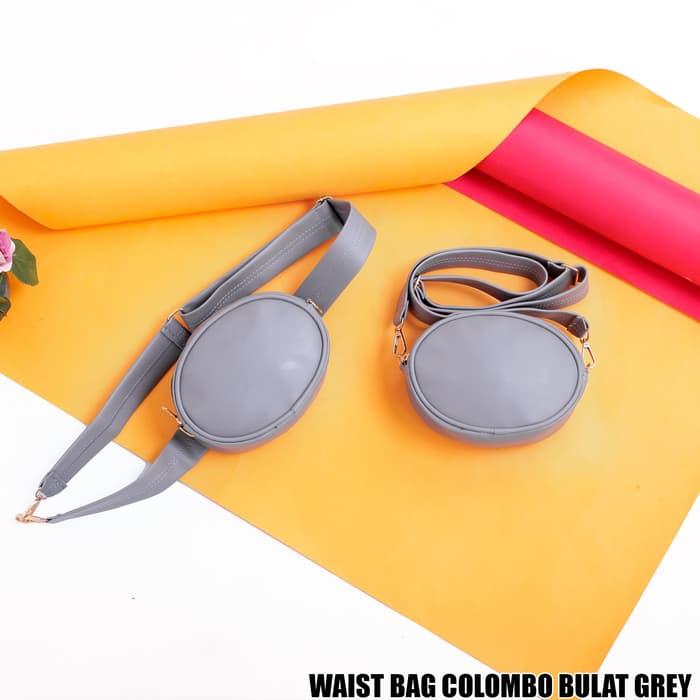 Shanum - Waistbag Colombo Bulat / Tas Slempang Wanita / Fashion Wanita Termurah - Grey