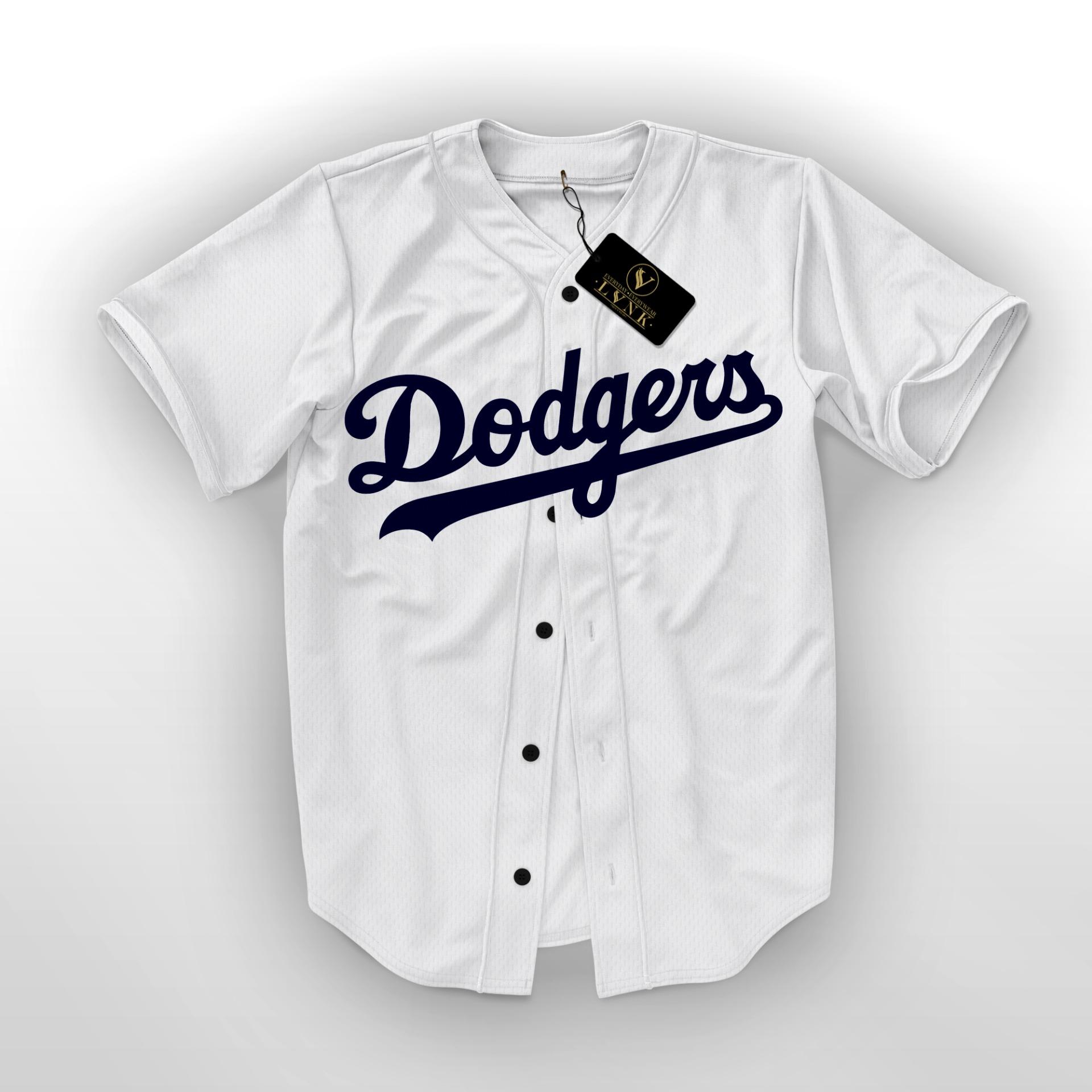 LVNK • Jersey Baseball / Baju Baseball / Baju Hiphop Dodgers Putih Polos