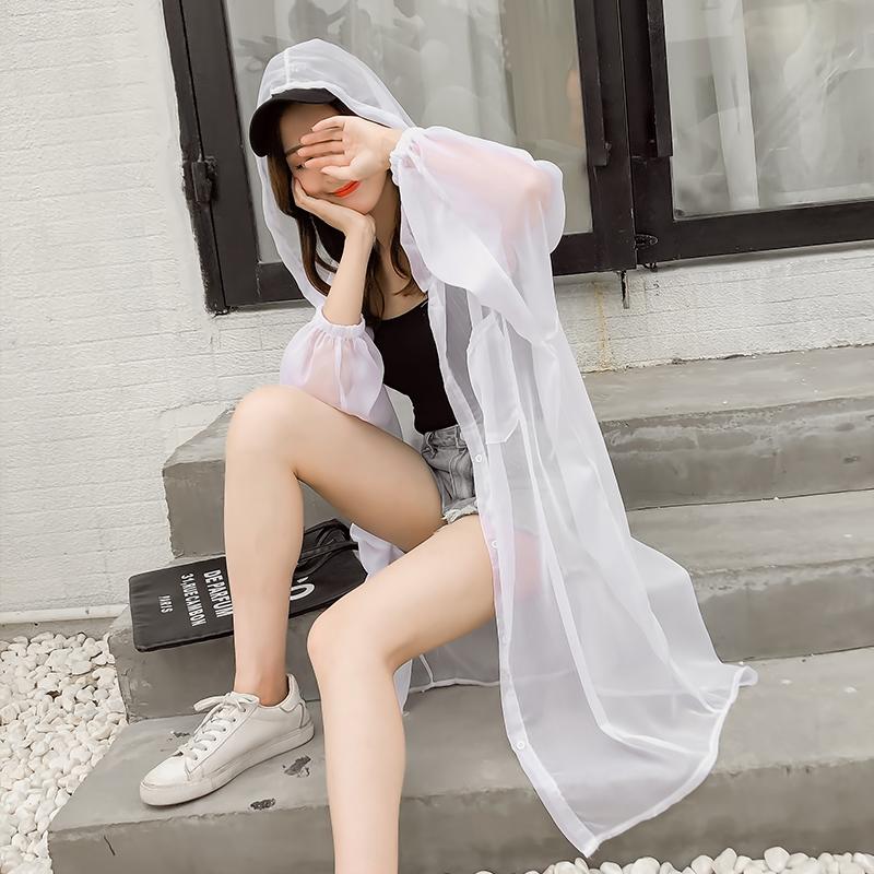 Pantai Baju pelindung matahari 2018 model baru Gaya Korea Musim Panas Sifon kardigan model setengah panjang ukuran besar Ringan dan Tipis Jaket pakaian AC perempuan